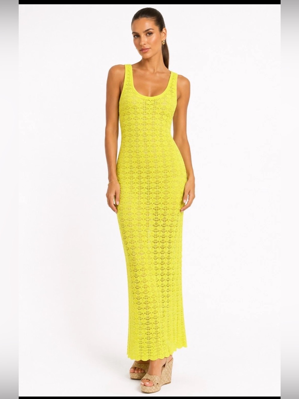 ALICE + OLIVIA Veronique Crochet Tank Midi Dress! SIZE Large